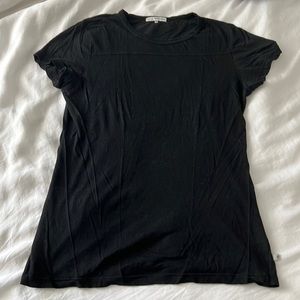 James Perse Black Cap Sleeve Tee with Horizontal Seam